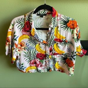 COPY - Forever 21 crop tropical camp shirt